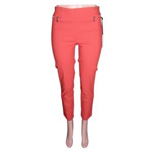 Jasmine & Juliana Cropped Classic Fit Pants Size 10 Orange Mock Zipper Pockets